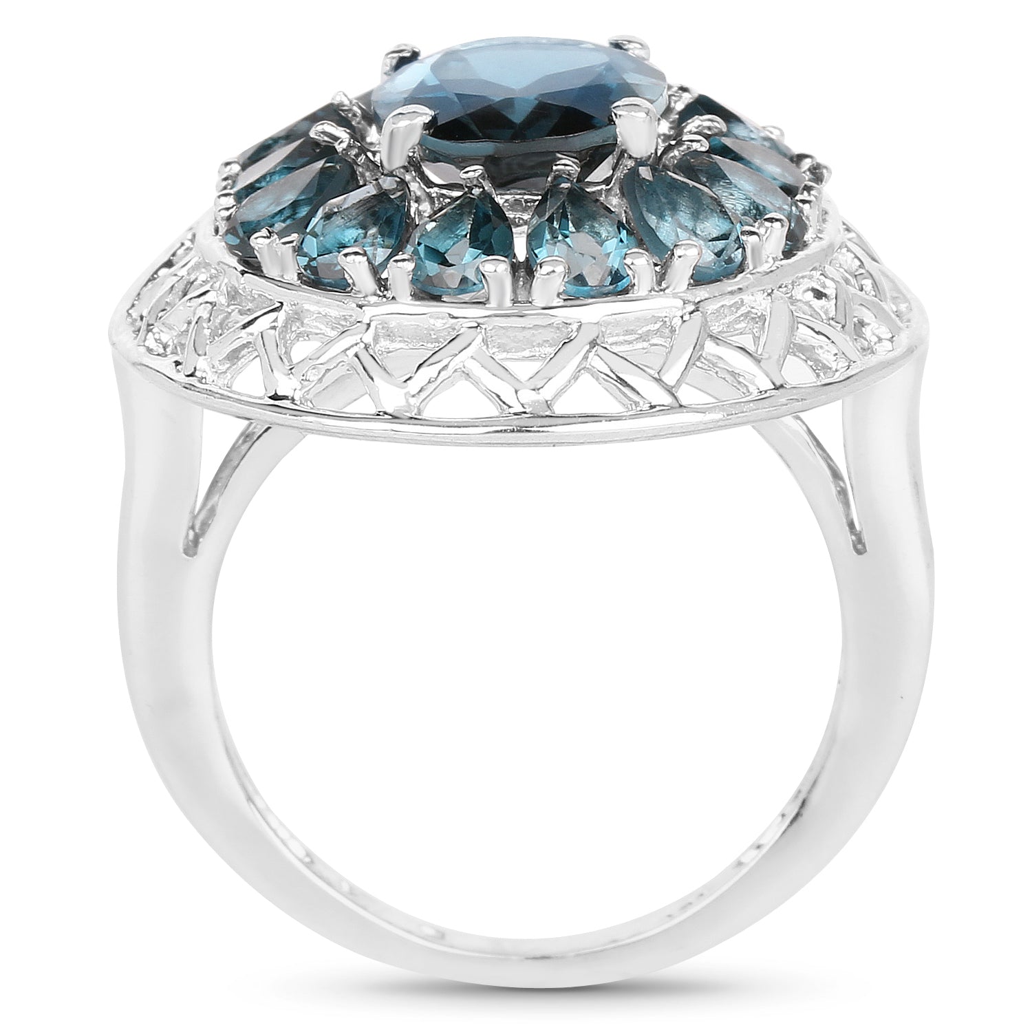 5.98 Carat Genuine London Blue Topaz .925 Sterling Silver Ring Bids.com