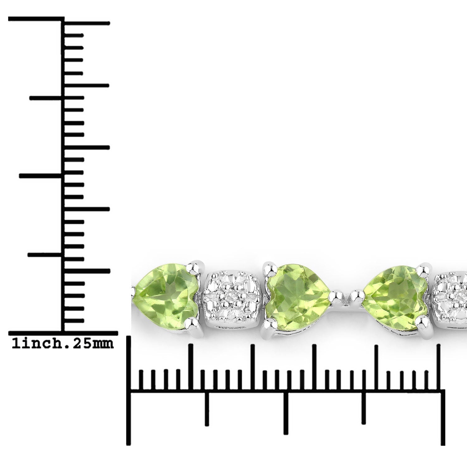 9.78 Carat Genuine Peridot and White Diamond .925 Sterling Silver Bracelet Bids.com