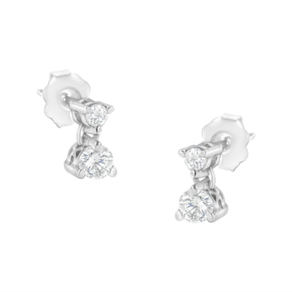 14KT White Gold 1/2 cttw Double Diamond Dangle Stud Earrings (H-I, I1-I2) Bids.com