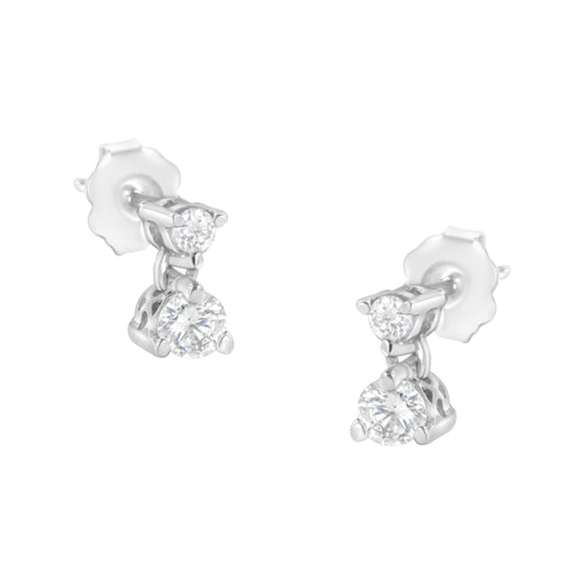 14KT White Gold 1/2 cttw Double Diamond Dangle Stud Earrings (H-I, I1-I2) Bids.com