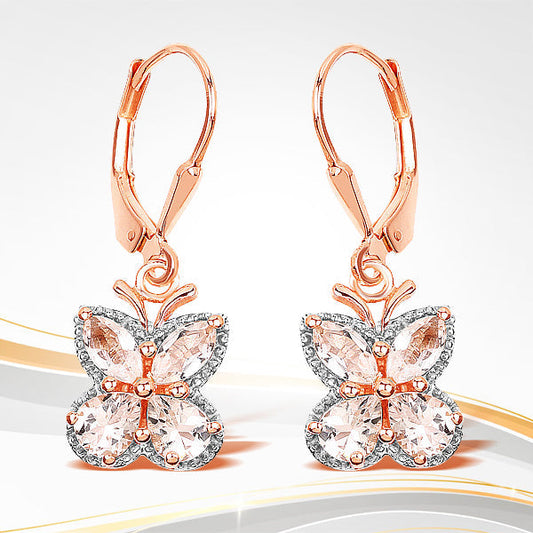 18K Rose Gold Plated 1.88 Carat Genuine Morganite .925 Sterling Silver Earrings Bids.com