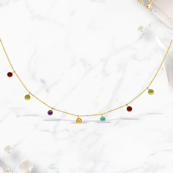 14k Yellow Gold Cable Chain Necklace with Round Multi-Tone Charms Bids.com
