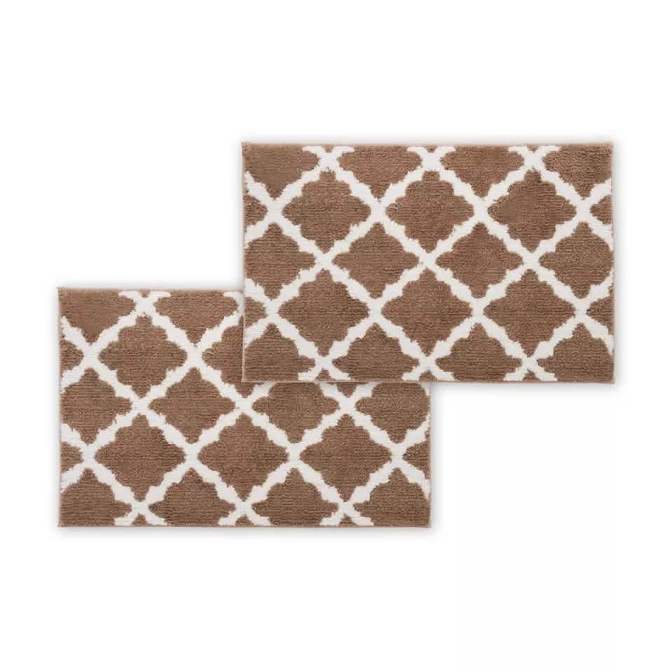 Bibb Home 1-2 Pack Trellis Micro Shag Bath Rugs 17" X 24" DailySale