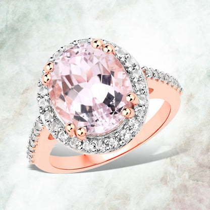 6.94 Carat Genuine Kunzite and White Topaz .925 Sterling Silver Ring Bids.com