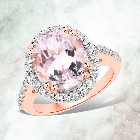 6.94 Carat Genuine Kunzite and White Topaz .925 Sterling Silver Ring Bids.com