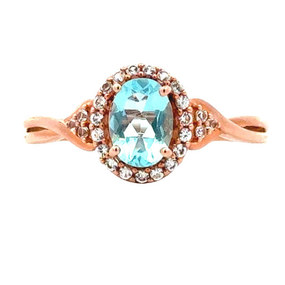 Created Aquamarine Created Sapphire Ring 10KT Rose Gold Bids.com