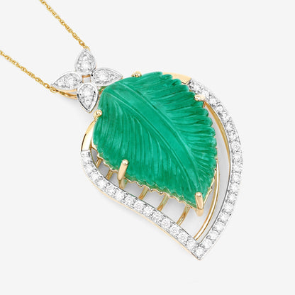 29.67 Carat Genuine Colombian Emerald and White Diamond 14K Yellow Gold Pendant Bids.com