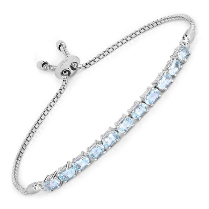2.20 Carat Genuine Aquamarine .925 Sterling Silver Bracelet Bids.com