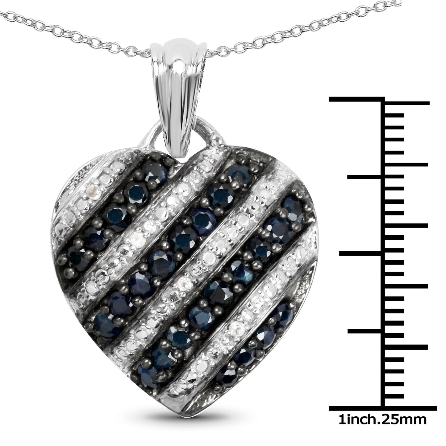 1.55 Carat Genuine Blue Sapphire and White Topaz .925 Sterling Silver Pendant Bids.com