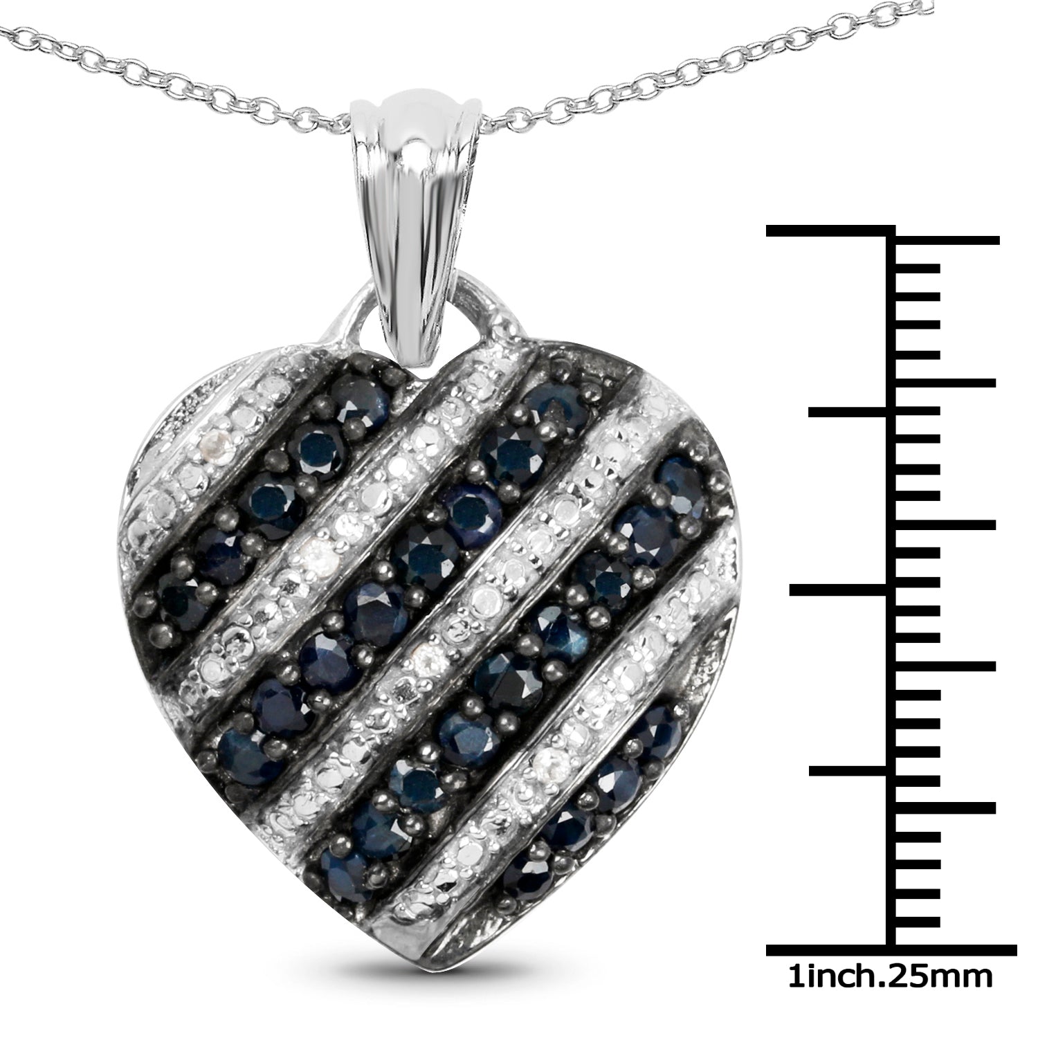 1.55 Carat Genuine Blue Sapphire and White Topaz .925 Sterling Silver Pendant Bids.com