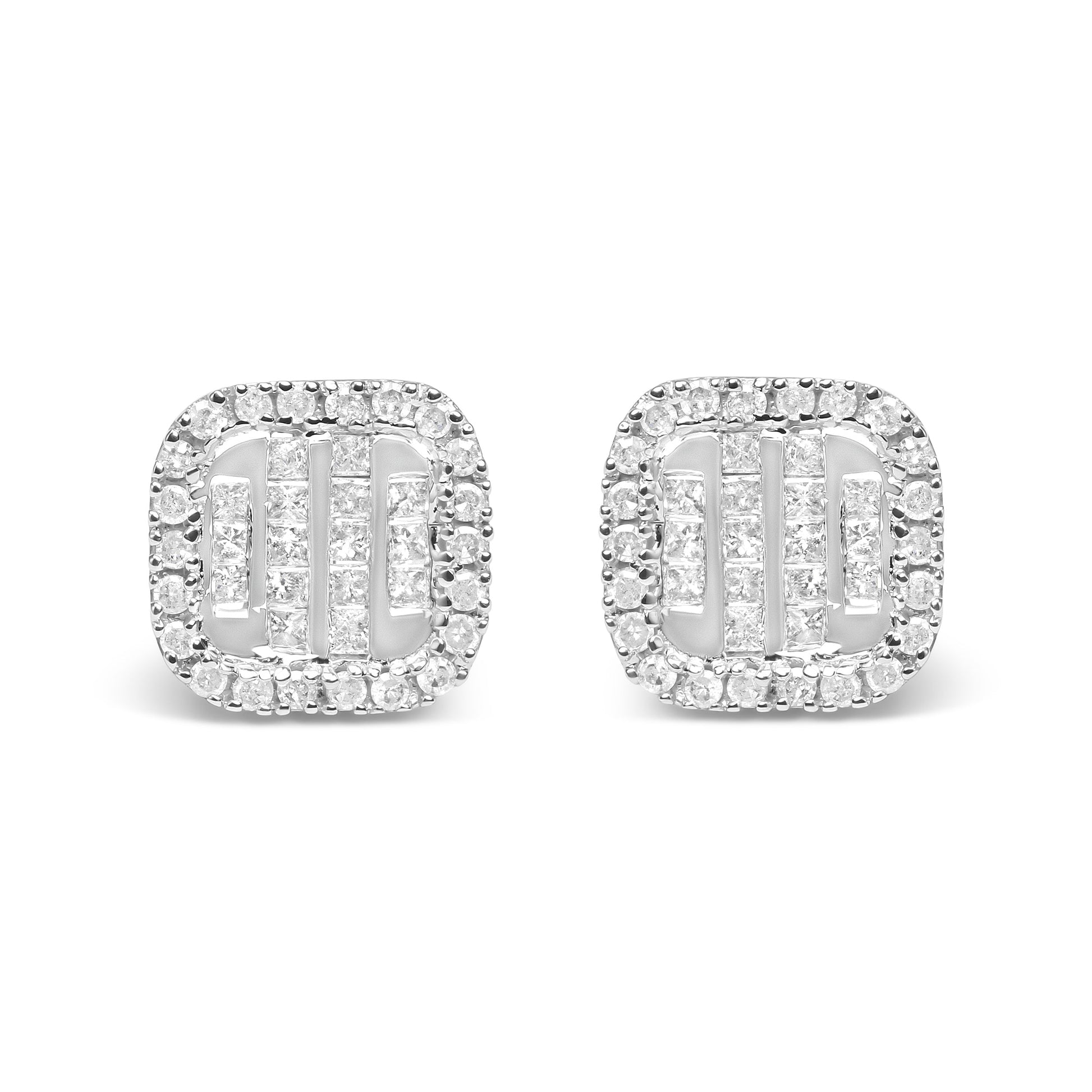 10K White Gold Invisible Set 1/2 Cttw Diamond Composite and Halo Stud Earrings (H-I Color, I1-I2 Clarity) Bids.com