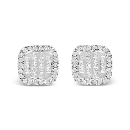 10K White Gold Invisible Set 1/2 Cttw Diamond Composite and Halo Stud Earrings (H-I Color, I1-I2 Clarity) Bids.com