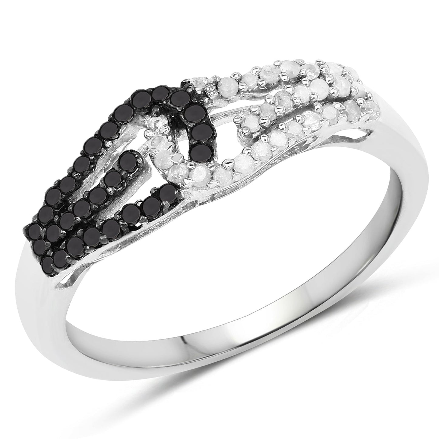 0.33 Carat Genuine White Diamond and Black Diamond .925 Sterling Silver Ring Bids.com