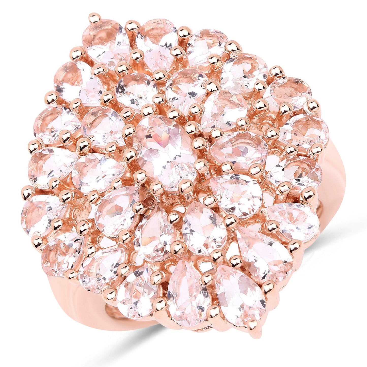 18K Rose Gold Plated 4.55 Carat Genuine Morganite .925 Sterling Silver Ring Bids.com