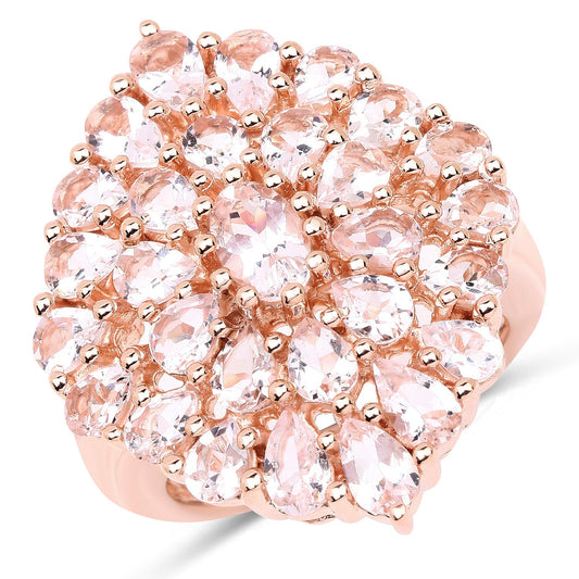 18K Rose Gold Plated 4.55 Carat Genuine Morganite .925 Sterling Silver Ring Bids.com