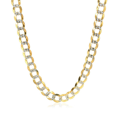 5.7mm 14k Two Tone Gold Pave Curb Chain Bids.com