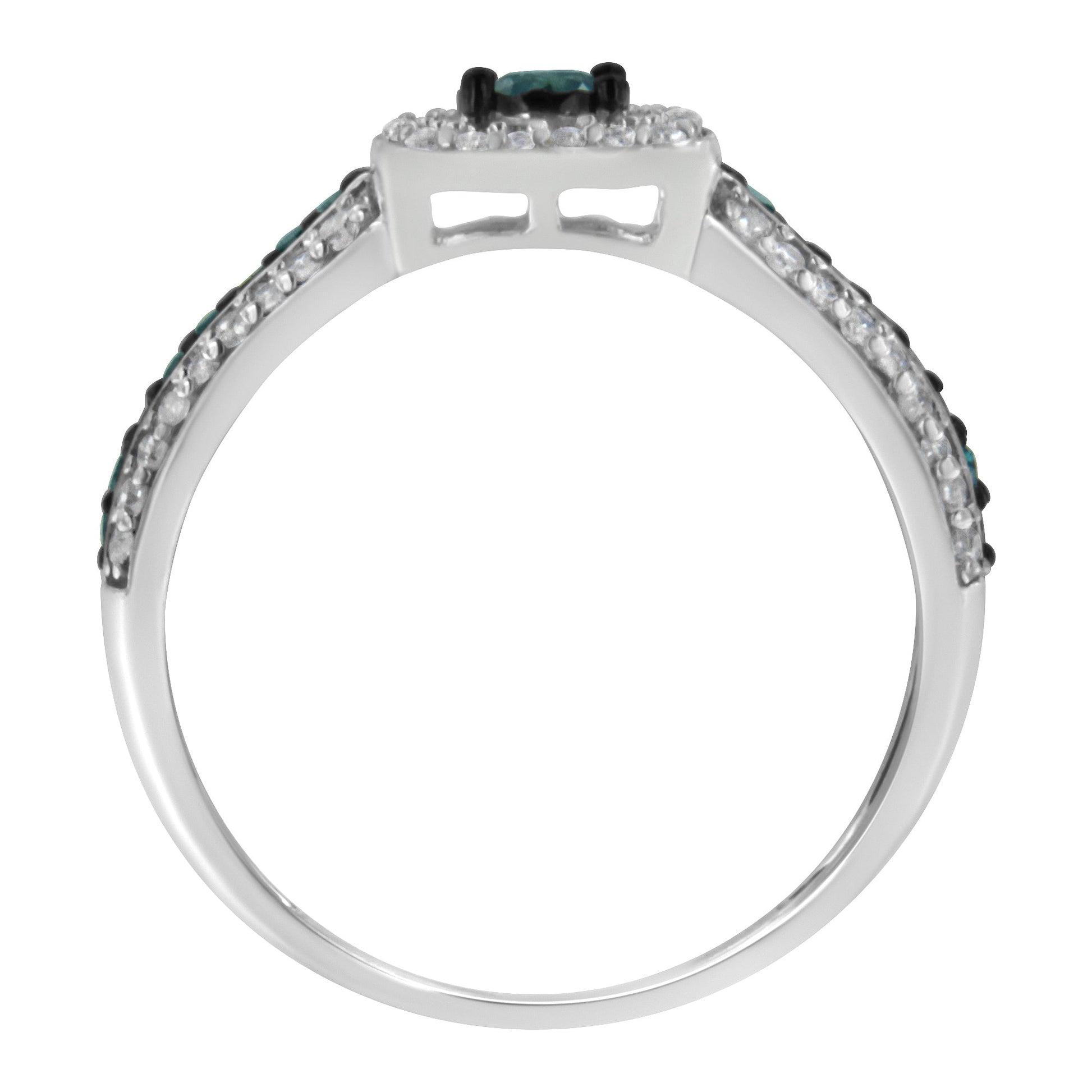 .925 Sterling Silver Treated Blue Miracle-Set Diamond Engagement Ring (1/2 Cttw, J-K Color, I1-I2 Clarity) - Size 6 Bids.com