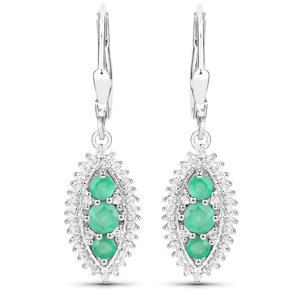 3.52 Carat Genuine Zambian Emerald and White Topaz .925 Sterling Silver 3 Piece Jewelry Set (Ring, Earrings, and Pendant w/ Chain) Bids.com