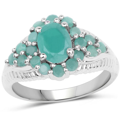 2.13 Carat Genuine Emerald .925 Sterling Silver Ring Bids.com