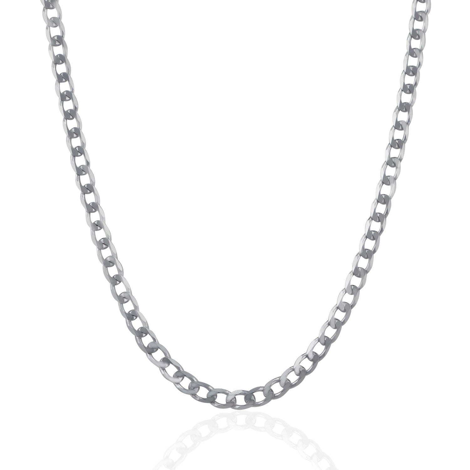 Rhodium Plated 4.7mm Sterling Silver Curb Style Chain Bids.com