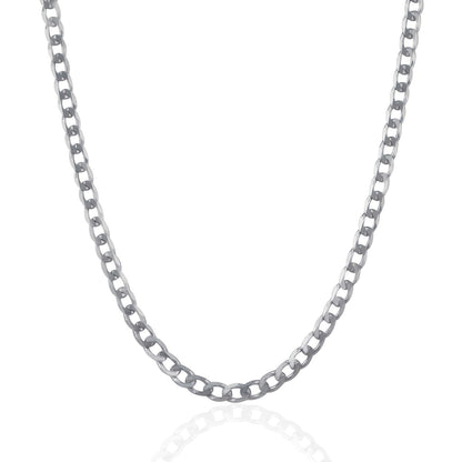 Rhodium Plated 4.7mm Sterling Silver Curb Style Chain Bids.com