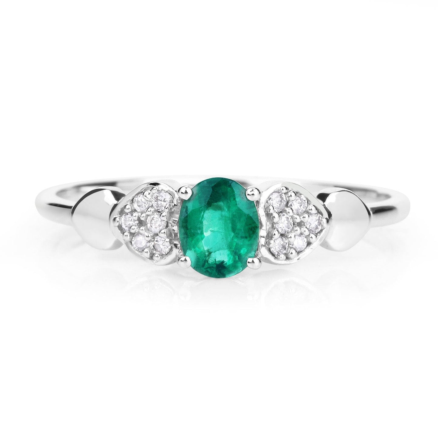 0.36 Carat Genuine Zambian Emerald and White Diamond 14K White Gold Ring Bids.com
