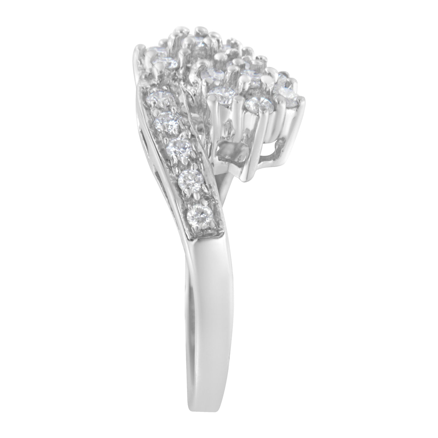 14KT White Gold Diamond Cluster Ring Band (7/8 cttw, H-I Color, I1-I2 Clarity) Bids.com
