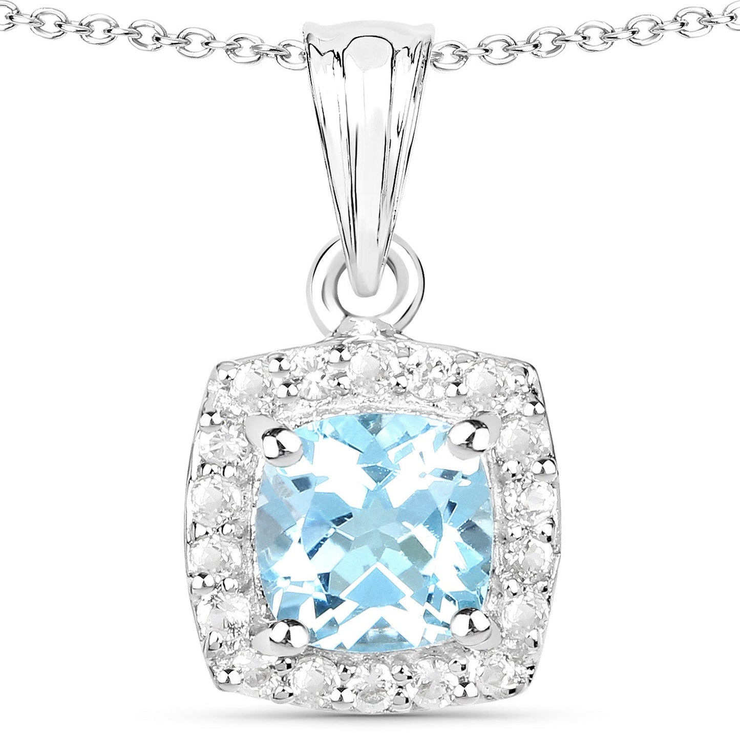 4.62 Carat Genuine Blue Topaz and White Topaz .925 Sterling Silver 3 Piece Jewelry Set (Ring, Earrings, and Pendant w/ Chain) Bids.com
