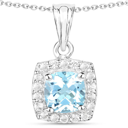 4.62 Carat Genuine Blue Topaz and White Topaz .925 Sterling Silver 3 Piece Jewelry Set (Ring, Earrings, and Pendant w/ Chain) Bids.com