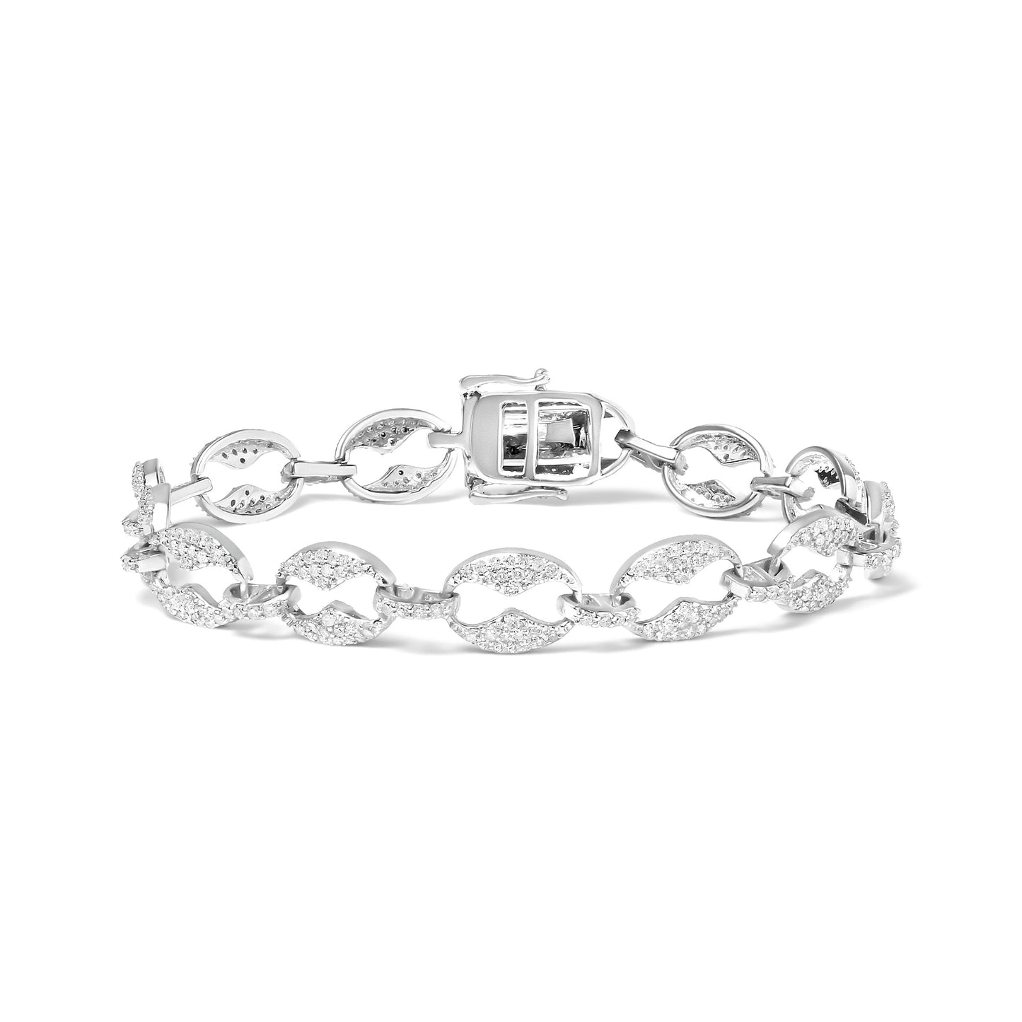 14K White Gold 1 1/2 Cttw Round Diamond Set Link Bracelet (I-J Color, I1-I2 Clarity) - 7" Bids.com