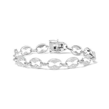 14K White Gold 1 1/2 Cttw Round Diamond Set Link Bracelet (I-J Color, I1-I2 Clarity) - 7" Bids.com