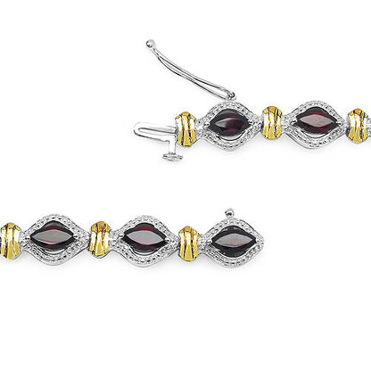 Two Tone Plated 8.45 Carat Genuine Garnet .925 Sterling Silver Bracelet Bids.com