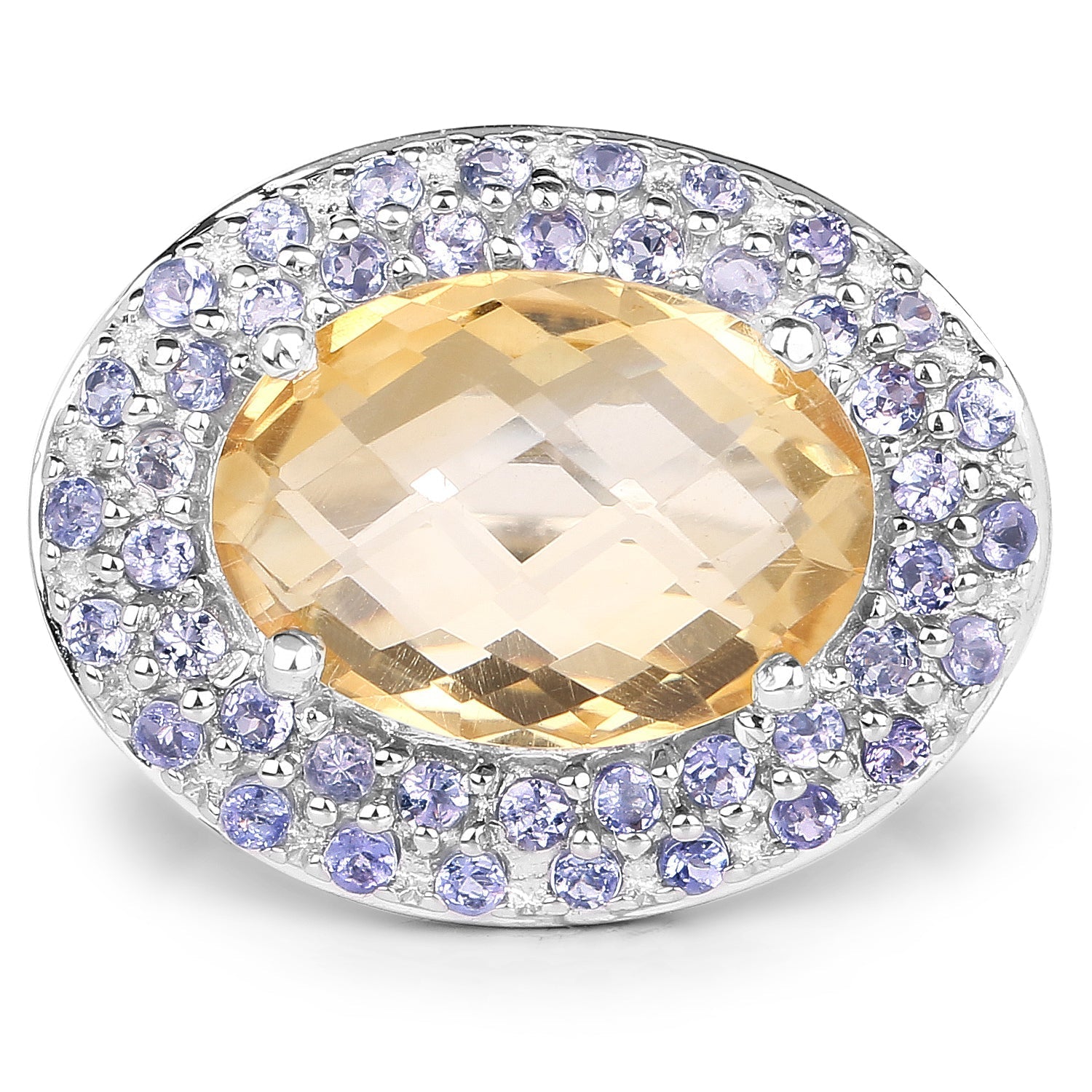 5.78 Carat Genuine Citrine and Tanzanite .925 Sterling Silver Ring Bids.com