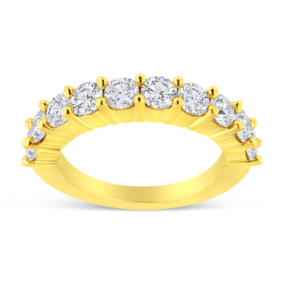 14K Yellow Gold Plated .925 Sterling Silver 2.0 Cttw Round Brilliant Cut Diamond 10 Stone Anniversary Band Ring (J-K Color, I1-I2 Clarity) - Size 7 Bids.com