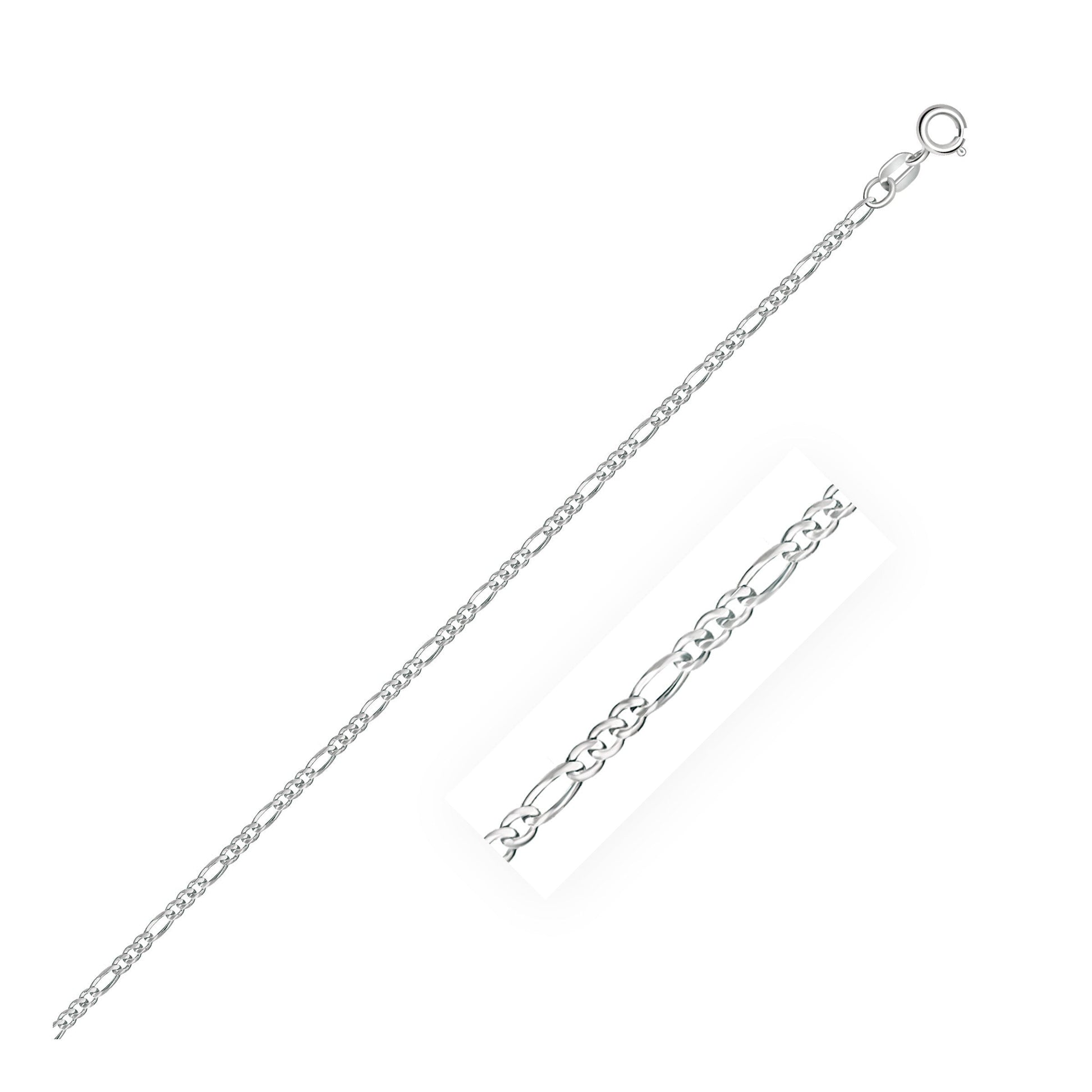14k White Gold Solid Figaro Chain 1.9mm Bids.com