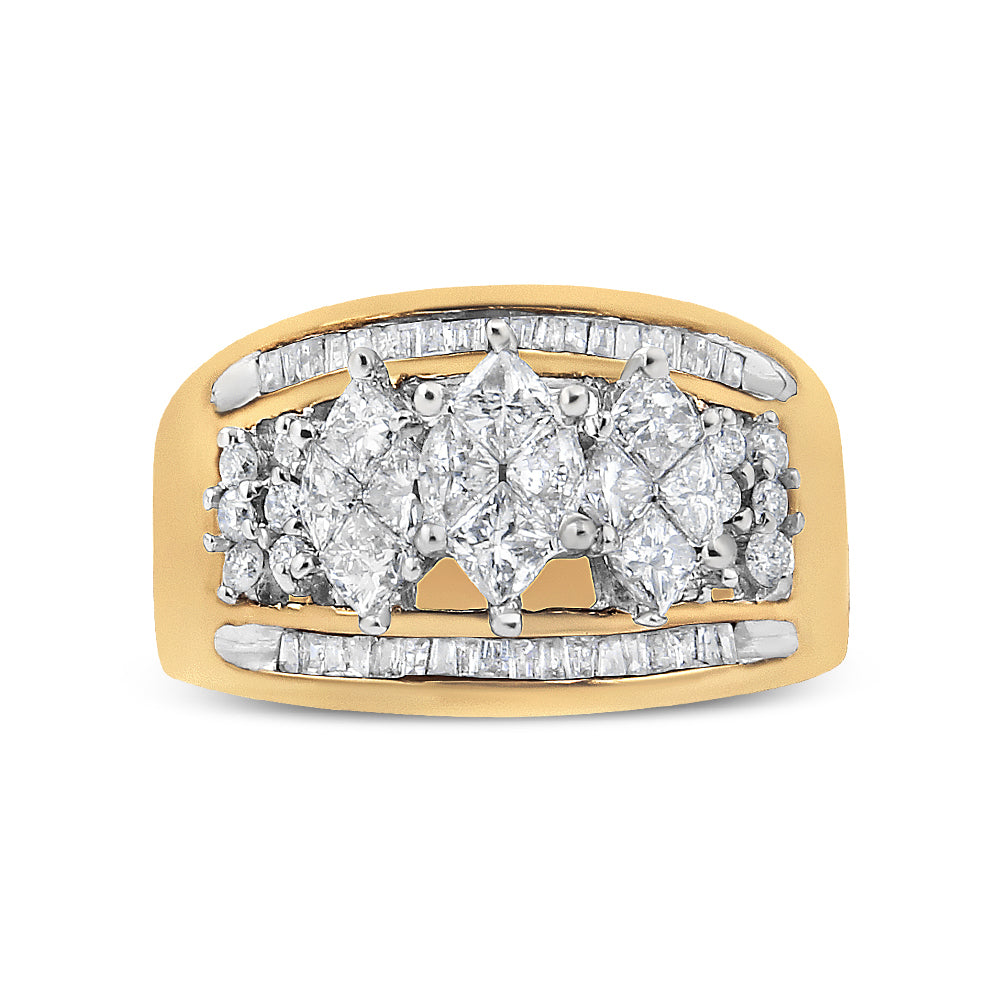 10K Yellow and White Gold 1 1/2 Cttw Pear Shaped 3 Stone Style Diamond Ring Band (H-I Color, SI1-SI2 Clarity) - Ring Size 7 Bids.com