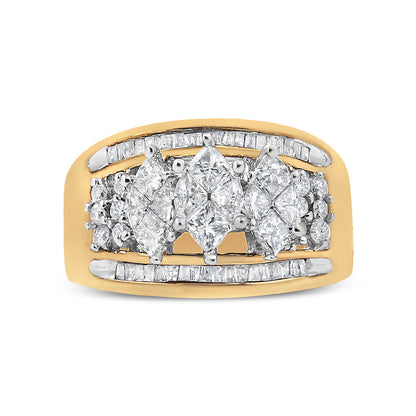 10K Yellow and White Gold 1 1/2 Cttw Pear Shaped 3 Stone Style Diamond Ring Band (H-I Color, SI1-SI2 Clarity) - Ring Size 7 Bids.com