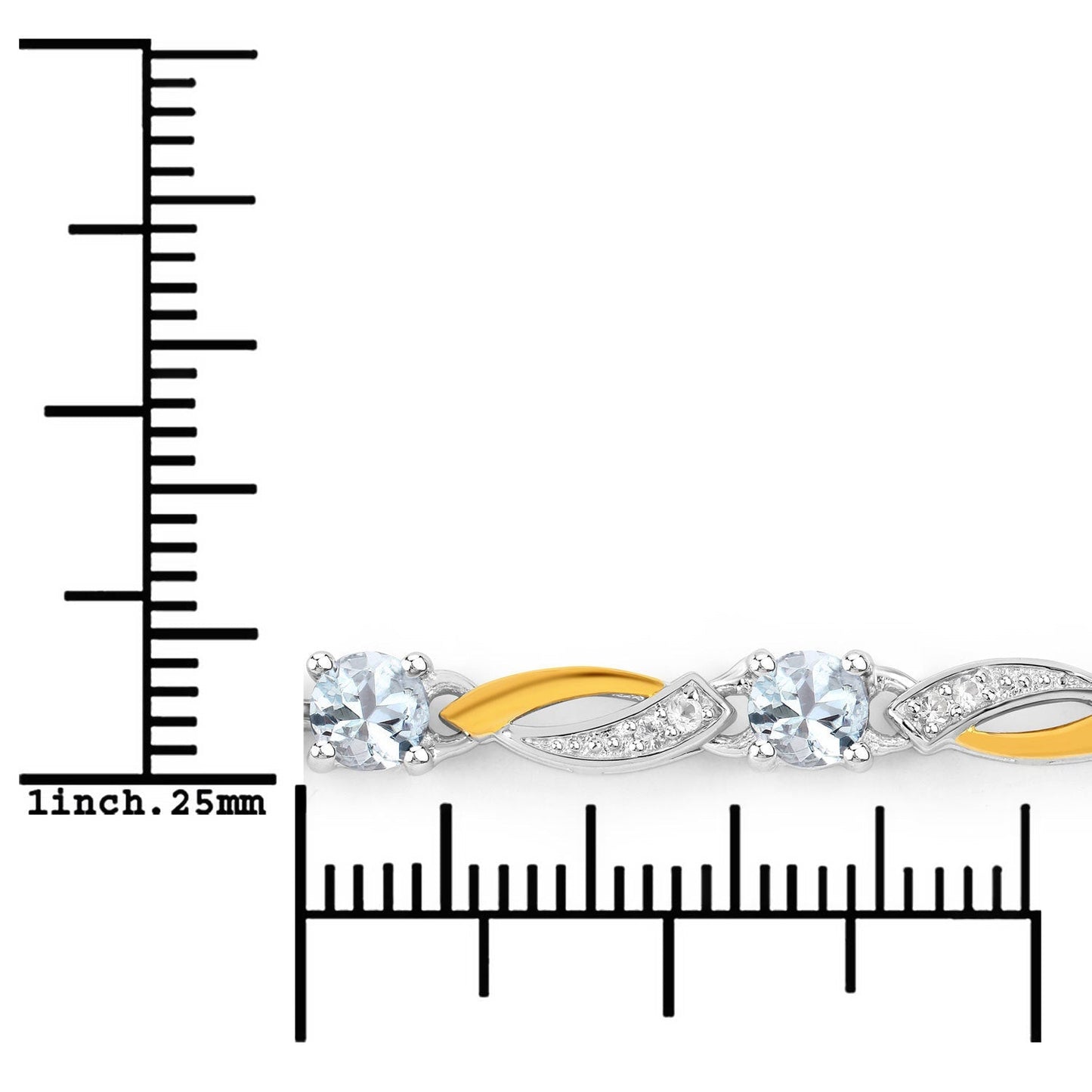 0.74 Carat Genuine Aquamarine and White Sapphire .925 Sterling Silver Bracelet Bids.com