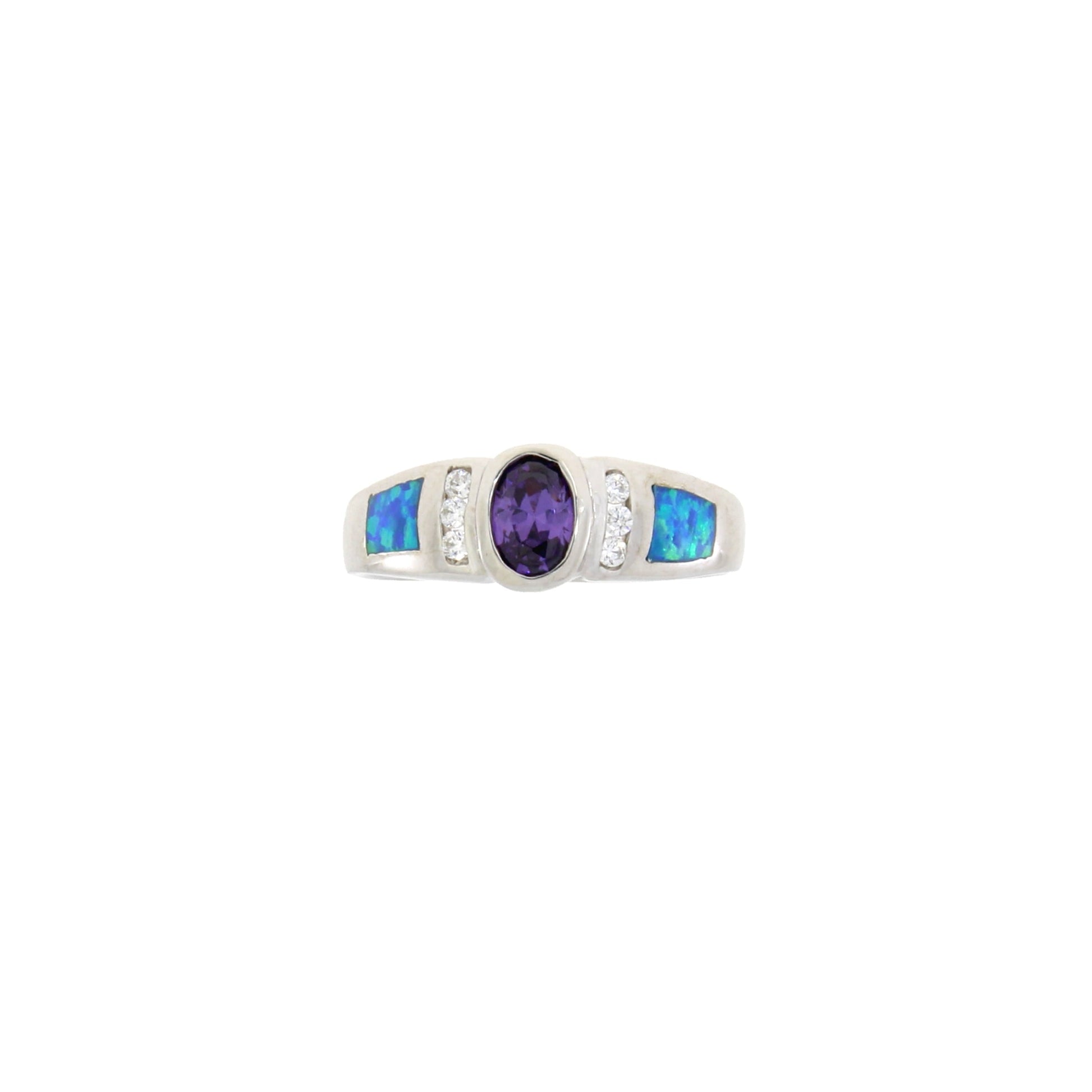 Cubic Zirconia Created Opal Ring Sterling Silver Bids.com