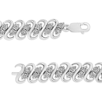 .925 Sterling Silver 1/2 Cttw Diamond Double Row S-Link Bracelet (I-J Color, I2-I3 Clarity) - 7.5" Inches Bids.com
