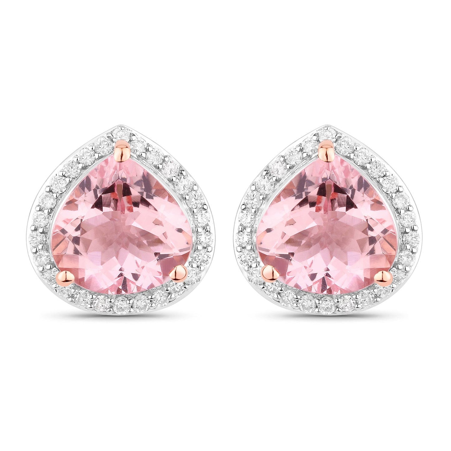 3.27 Carat Genuine Morganite and White Diamond 14K Rose Gold Earrings Bids.com