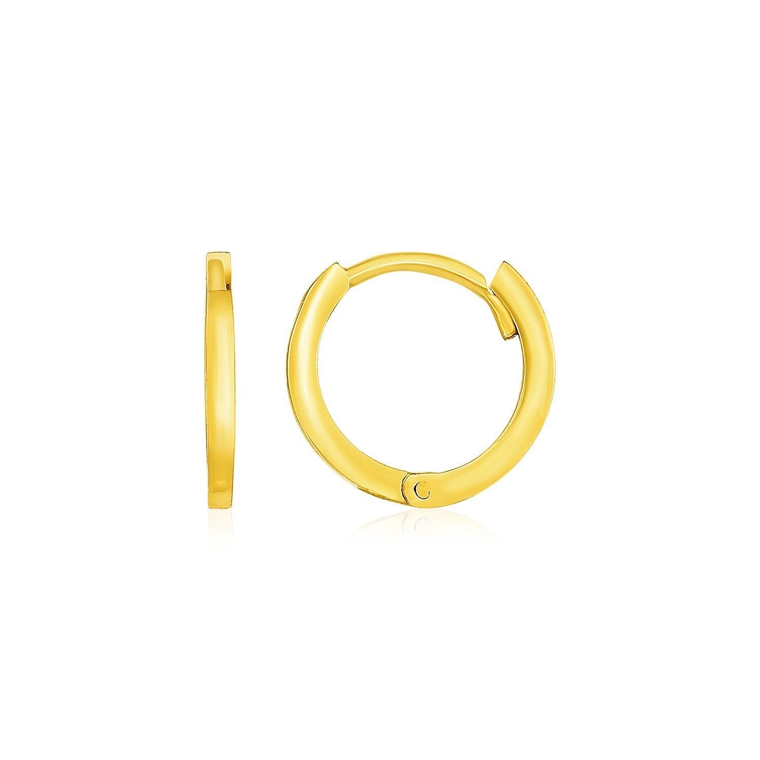 14k Yellow Gold Petite Polished Round Hoop Earrings Bids.com