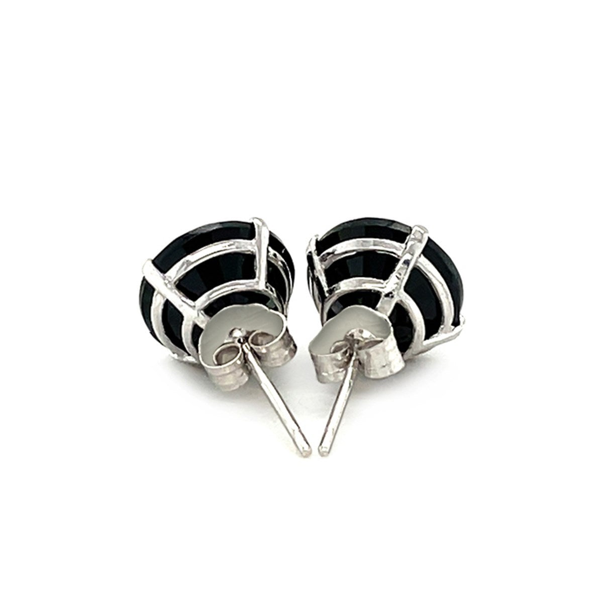 14k White Gold 8.0mm Round Black CZ Stud Earrings Bids.com