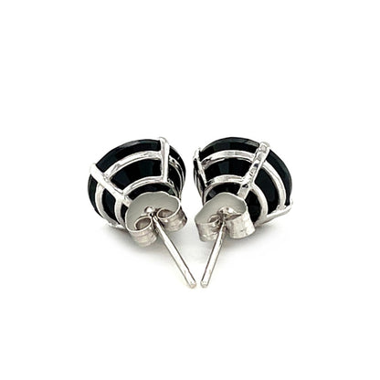 14k White Gold 8.0mm Round Black CZ Stud Earrings Bids.com