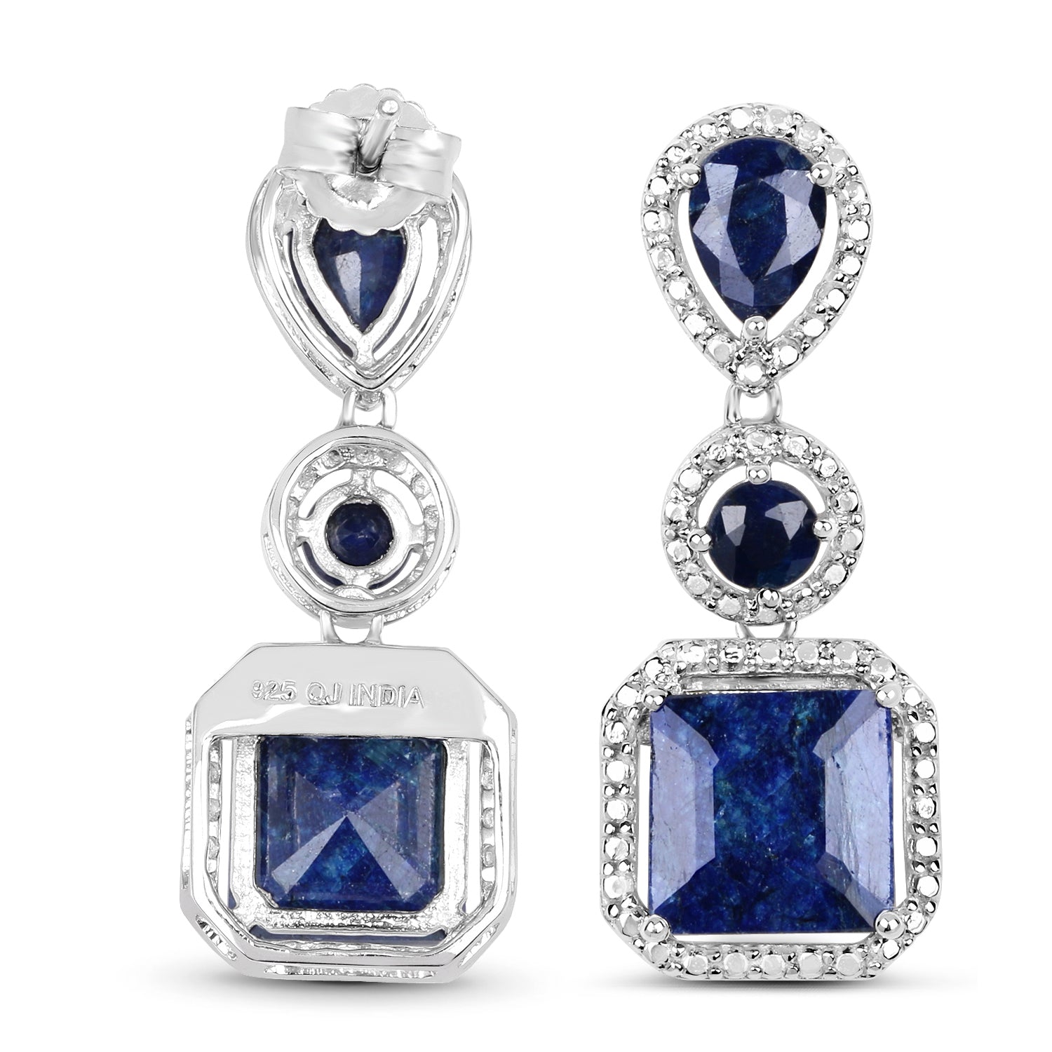 11.62 Carat Dyed Sapphire .925 Sterling Silver Earrings Bids.com