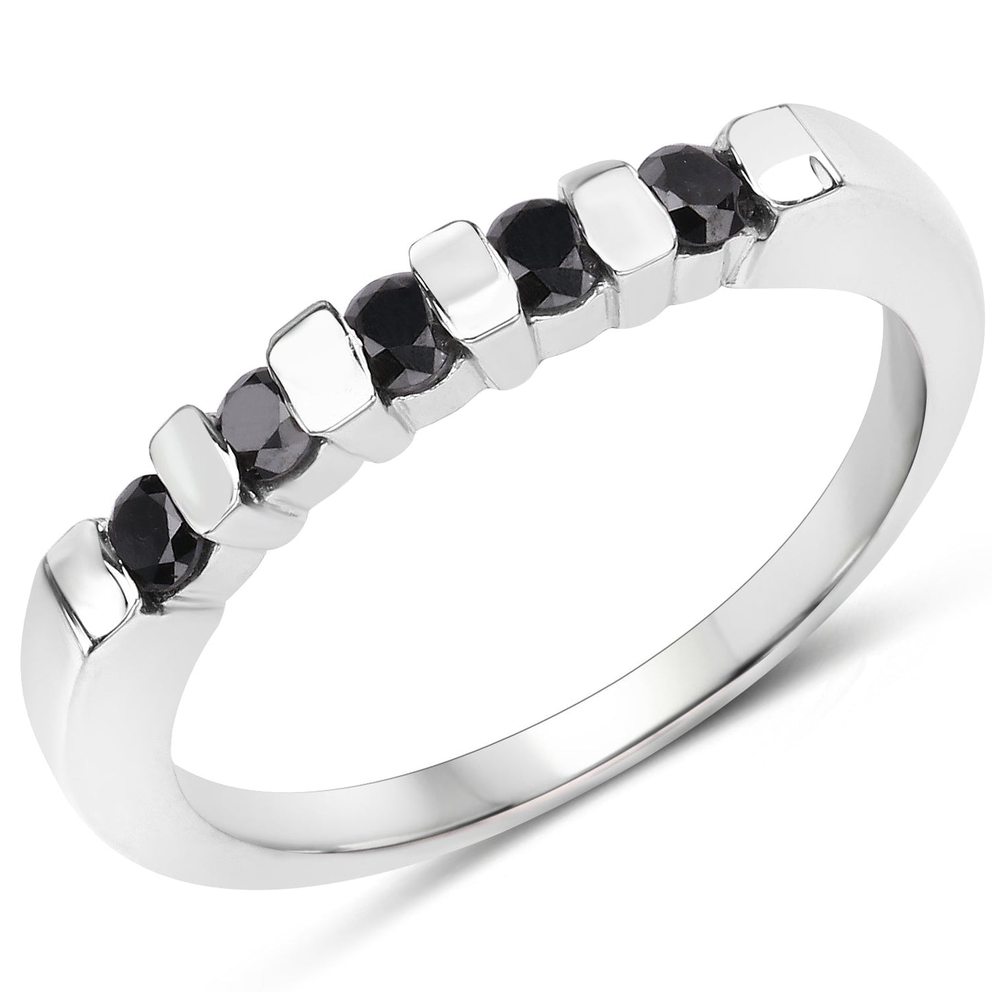 0.50 Carat Genuine Black Diamond .925 Sterling Silver Ring Bids.com