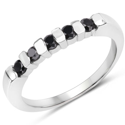 0.50 Carat Genuine Black Diamond .925 Sterling Silver Ring Bids.com