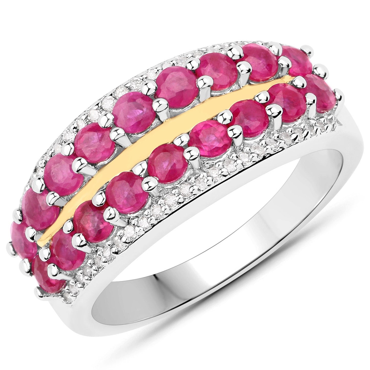 2.67 Carat Genuine Multi Stones .925 Sterling Silver with 14K Yellow Gold Ring Bids.com