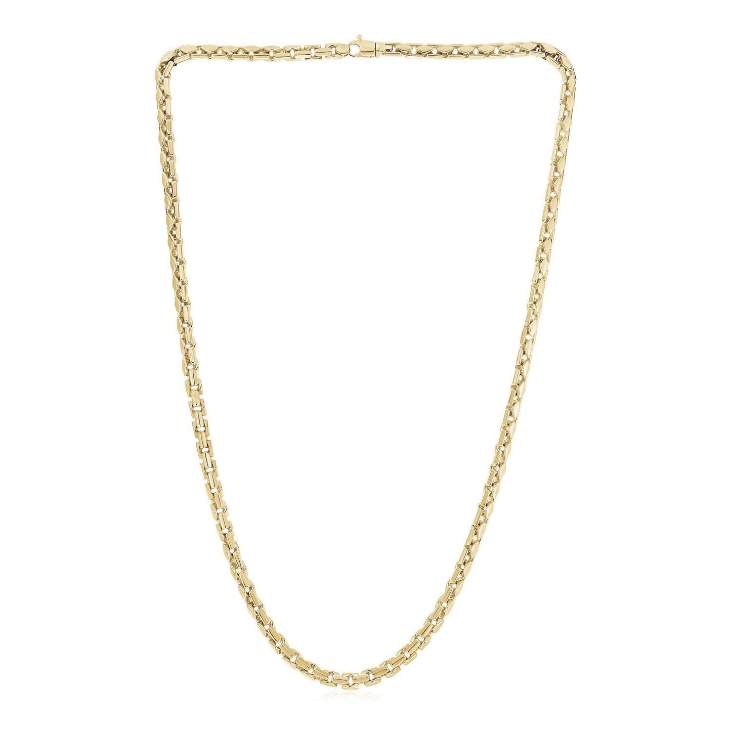 14k Yellow Gold High Polish Mens Fancy Box Necklace (5.0mm) Bids.com