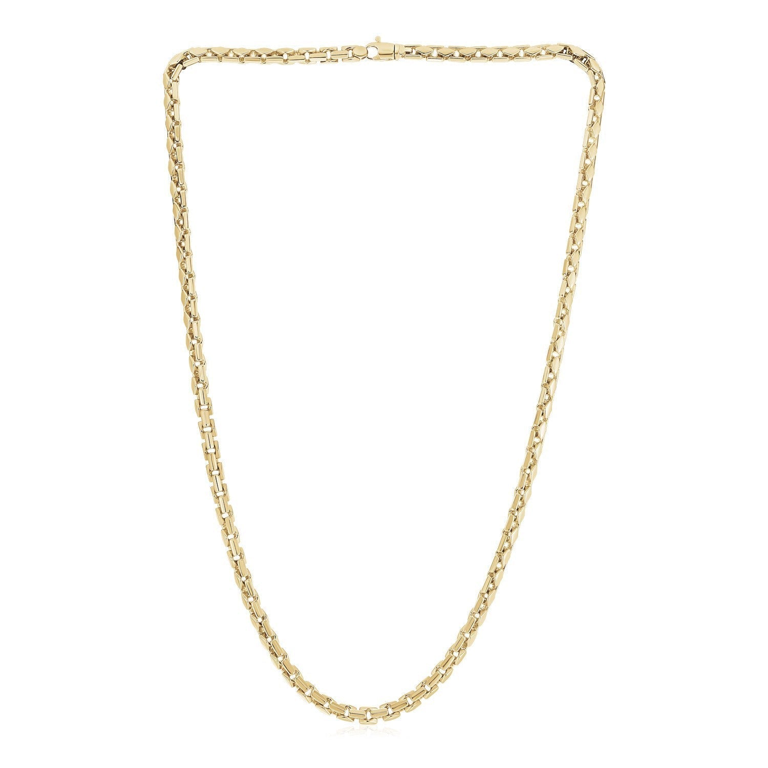 14k Yellow Gold High Polish Mens Fancy Box Necklace (5.0mm) Bids.com